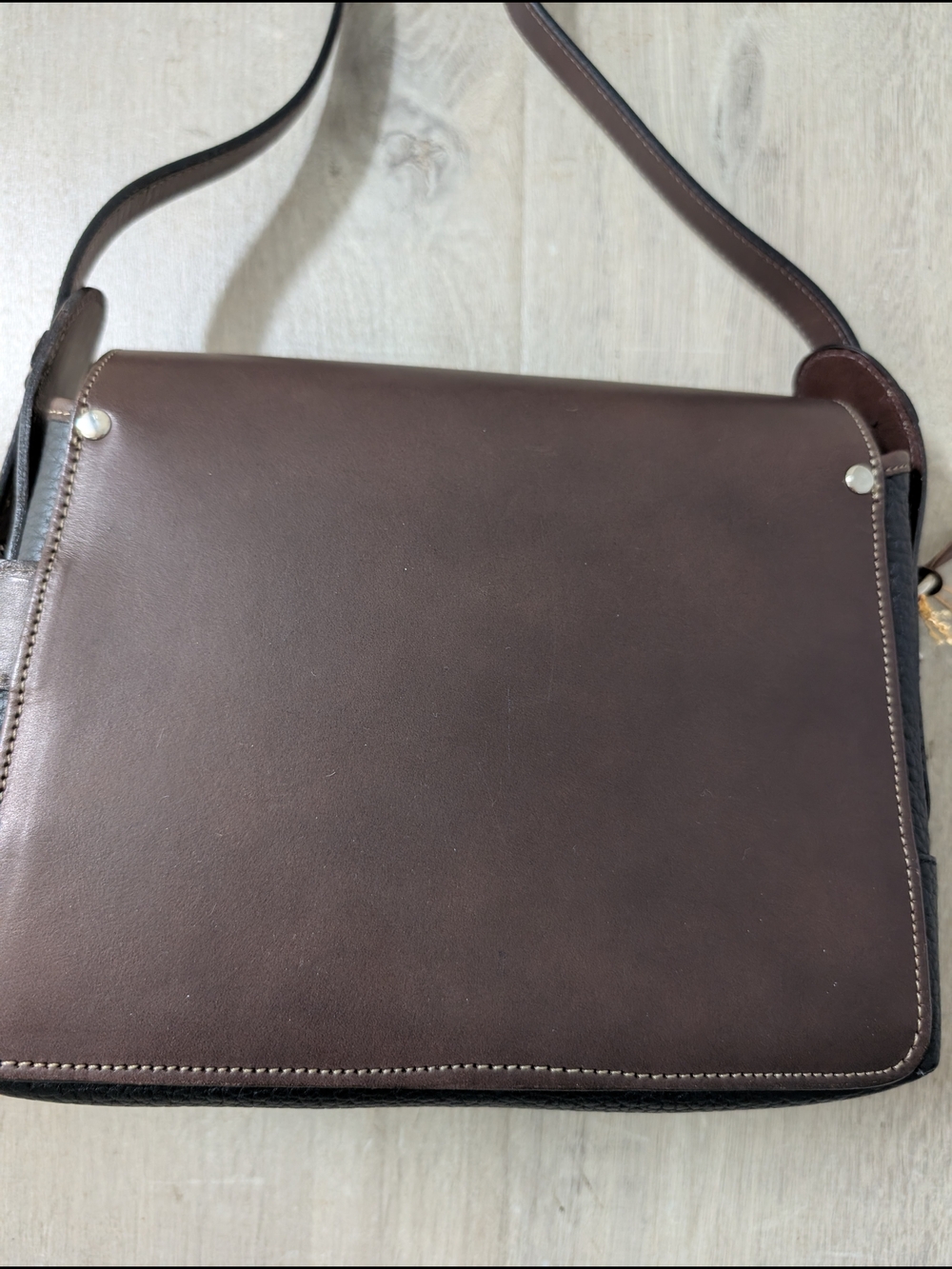 Dooney & Bourke Brown and Black Pebbled Leather Crossbody - Picture 7 of 14